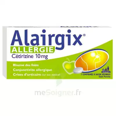 Alairgix Allergie Cetirizine 10 Mg Comprimés à Sucer Séc Plq/7 à Toul